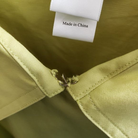 GARNET HILL Women's Small Green Solid Trench, Belted Jacket - Picture 7 of 8